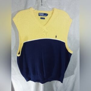 Ralph Lauren Polo V-Neck Sweater Vest 100% Cotton Large